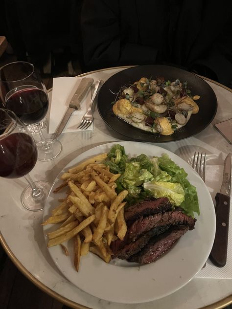 Steak frites, dinner in paris, Poulette Paris Paris Steak Frites, Steak Frites Aesthetic, Steak And Frites, Dinner In Paris, Paris Food, Steak Frites, Aesthetic Food, Steak, Snack Recipes