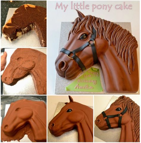 How to DIY Little Pony Cake Design Tutorial | www.FabArtDIY.com       #tutorial #cake design            Follow us on Facebook ==> https://www.facebook.com/FabArtDIY Horse Head Cake, Horse Birthday Cake, Cake Design Tutorial, Rainbow Unicorn Cake, My Little Pony Cake, Little Pony Cake, Pony Cake, Fest Temaer, Cake Templates