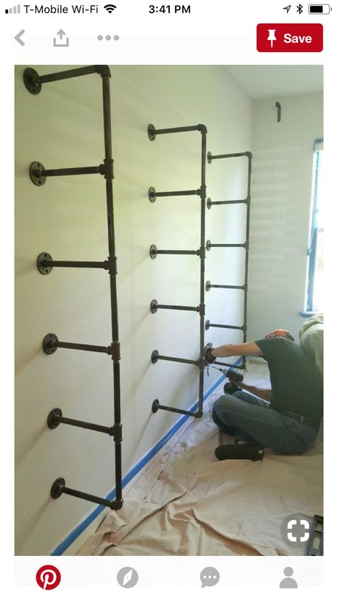 Interior Industrial, Industrial Diy, Industrial Home Design, Industrial Pipe Shelves, Smart Tiles, Regal Design, Pipe Furniture, Pipe Shelves, Industrial Pipe