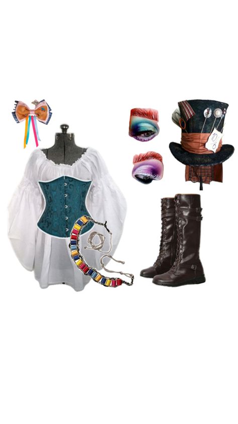 Mad Hatter Costume Female Diy, Mad Hatter Costume Female, Halloween Mad Hatter, Mad Hatter Halloween Costume, Hatter Costume, Mad Hatter Costume, Alice In Wonderland Costume, Wonderland Costumes, Halloween Costume Outfits