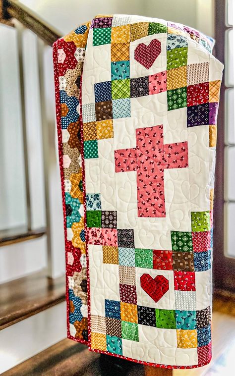 Sunburst Quilt, Golf Quilt, Heart Quilt Pattern, Cross Quilt, Cross Heart, Perfect Peace, Scrap Quilt, Easy Quilt Patterns, Calico Fabric