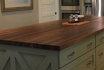 Butcher Block Countertops | McClure Tables Walnut Butcher Block Island, Ikea Butcher Block Countertops, Wood Island Countertop, Walnut Kitchen Island, Butcher Block Kitchen Island, Butcher Block Island Kitchen, Ikea Kitchen Island, Butcher Block Kitchen, Black Kitchen Island