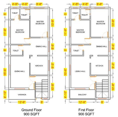 20 Ground Floor Elevation With Floor Plan CAF 20 40 House Elevation Double Floor, 25×50 House Plan, Ground Floor Elevation, Affordable House Design, Town House Plans, One Floor House Plans, 30x50 House Plans, Floor Plan With Dimensions, Budget House Plans