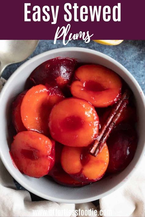 Red Plums Recipes, What To Do With Frozen Plums, Stewed Plums Recipes, Damson Recipe, Recipes With Plums, Damson Recipes, Cooked Plums, Plum Dessert Recipes, Plum Recipes Healthy