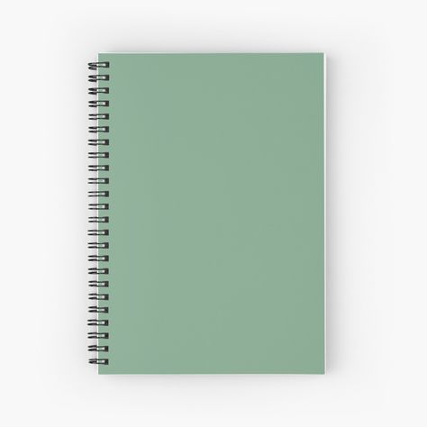 "Solid Sage Green Color" Spiral Notebook by podartist | Redbubble Sage Green Notebook, Notes For Math, Sage Green Plain, Green School Supplies, Plain Solid Color Background, Color Journal, Green Inspo, Green Notebook, School Folders