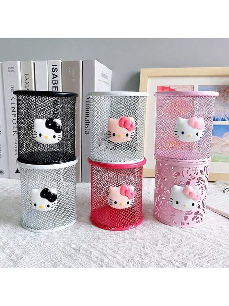 1Pc  Series Cute  Creative Pen Holder, Kawaii Girl Fashion Storage Box, Desktop Pink Decorations, Simple Round Pen HolderI discovered amazing products on SHEIN.com, come check them out! Multi Purpose Office, Pink Decorations, Office Desk Organizer, Round Pen, Cute Pencil, Iron Storage, Pencil Storage, Desk Organization Office, Pencil Box