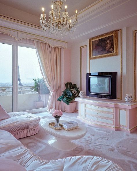 POV: Your traditional Paris penthouse in the 1980s 🌸 [AI] Get your wall posters on liminaldestinations.com and AI prompts on Ko-fi (links in bio!) • • • • #80sinterior #1980sinterior #80saesthetic #1980s #80svibes #80snostalgia #80sdecor #80s #80spenthouse #vintage #interiordesign #homedecor #luxuryhomes #midcentury #midcenturymodern #postmodern #luxury #liminal #vaporwave #retrowave #80spenthouse #paris Feminine Apartment Aesthetic, 80s Mansion, Paris Penthouse, 80’s Decor, Girly Core, 1980s Interior, 80s Interior Design, Cozy Baby Room, Wardrobe Change