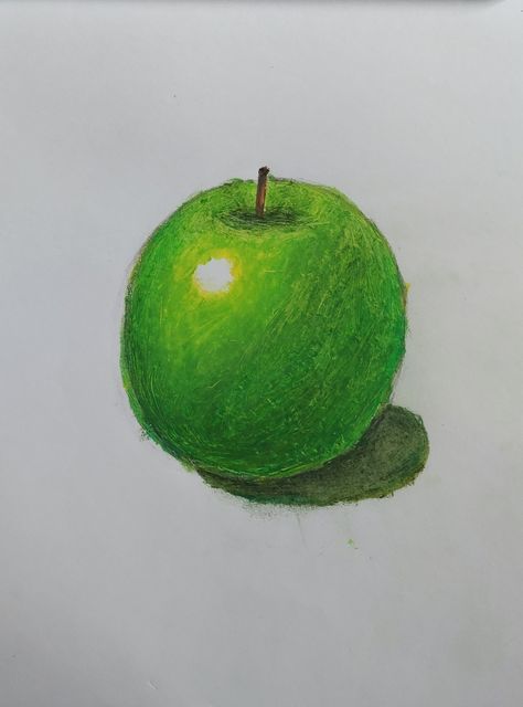 3D Green Apple Fruits Drawing, Green Apple, Fruit, Drawings, Green