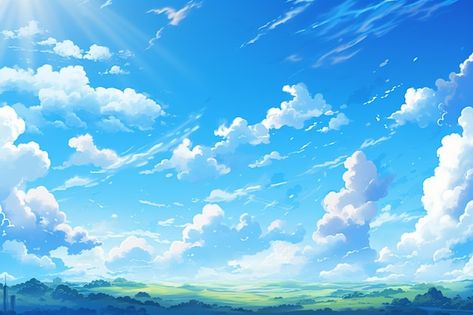 Blue Aesthetic Background Landscape, Sky Background Drawing, Notion Inspiration, Bg Poster, Sky Anime, Scenery Background, Blue Sky Background, Morning Sky, Sky Pictures