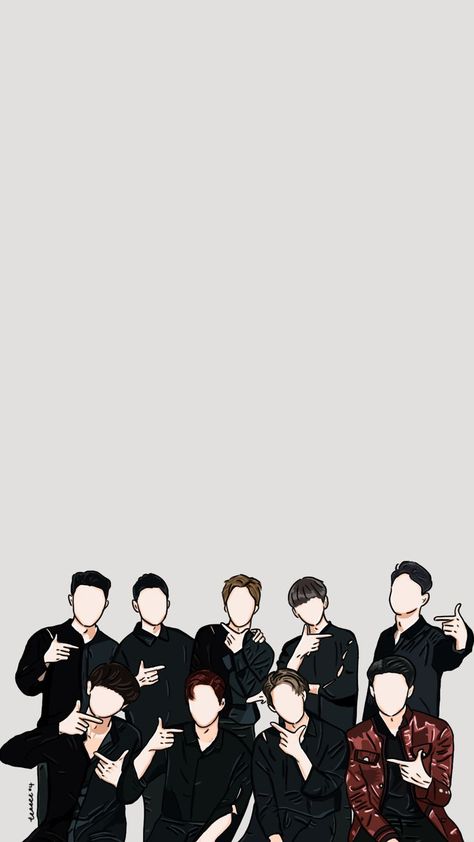 Exo Ot9 Fanart, Exo Ot9 Aesthetic, Exo Cartoon Wallpaper, Exo Wallpaper Aesthetic Ot9, Exo Line Art, Exo Wallpaper Aesthetic, Exo Background Wallpapers, Exo Drawing, Exo Cartoon