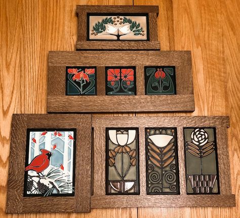 Craftsman Style Decor, Craftsman Frames, Craftsman Home Decor, Arts And Crafts Tiles, Craftsman Tile, Craftsman Home Interiors, Craftsman Interior, American Craftsman, Modern Craftsman