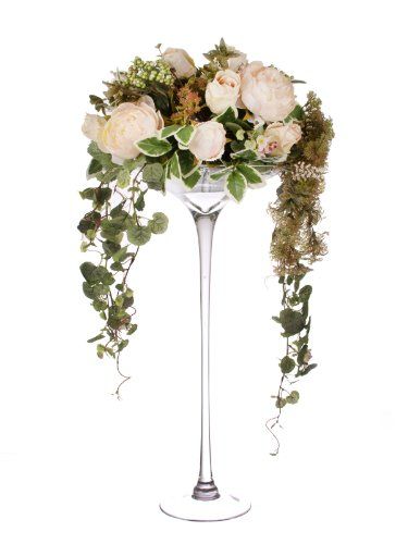 Martini Centerpiece, Martini Glass Centerpiece, Foliage Arrangements, Peony Arrangement, Artificial Peonies, Glass Centerpieces, Deco Floral, Wedding Arrangements, Artificial Flower Arrangements