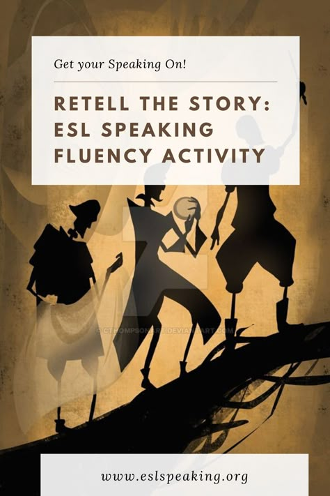 Retell the story is a challenging ESL speaking activity that helps students work on their fluency. Try it out with your students in your English classes today and have some fun getting your students to speak more quickly in English.  #speaking #englishspeaking #eslspeaking #story #storytelling #retellthestory #speakingenglish #conversation #eslactivity #eslactivities #esl #efl #tefl #elt #tesol #tesl #english #englishteacher #education #fluency #fluent #speakingfluency Speech Topics For Kids, Esl Vocabulary Games, Ell Strategies, Ell Resources, Speaking Activities Esl, Speaking Activities English, Grammar Tenses, Efl Teaching, Speaking Activity