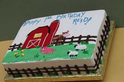 Farm Sheet Cake, Farmer Cake, Farm Cakes, Farm Birthday Cakes, Barnyard Cake, Farm Animal Cakes, Barn Party, Barnyard Birthday Party, Farm Cake