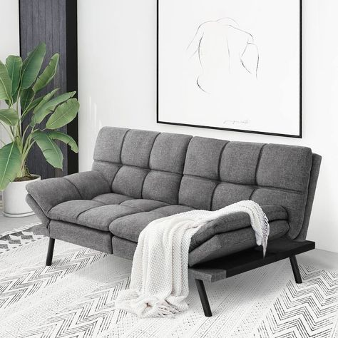 Futon Sofa Bed, Modern Convertible Futon Sleeper Couch Daybed with Adjustable Armrests for Studio, Apartment, Office, Small Space, Compact Living Room, Grey Sofa Bed Modern, Modern Futon, Sleeper Couch, Modern Sofa Bed, Futon Couch, Bed Modern, Apartment Office, Futon Sofa Bed, Futon Bed