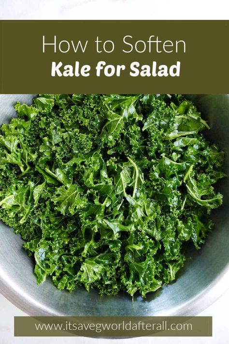 Marinated Kale, How To Make Kale, How To Cook Kale, Massaged Kale, Kale Salad Recipes, Vegetable Prep, Kale And Spinach, Kale Recipes, Kale Salad