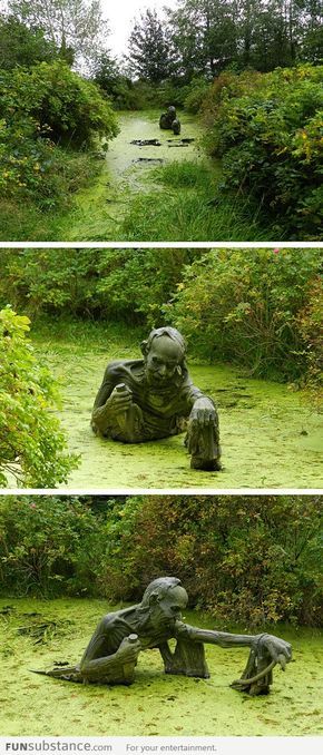 Swamp sculpture in Eastern Ireland Wow Art, Ireland Travel, Land Art, Sculptures & Statues, The Grass, Public Art, Abandoned Places, Art Sculpture, Halloween Diy