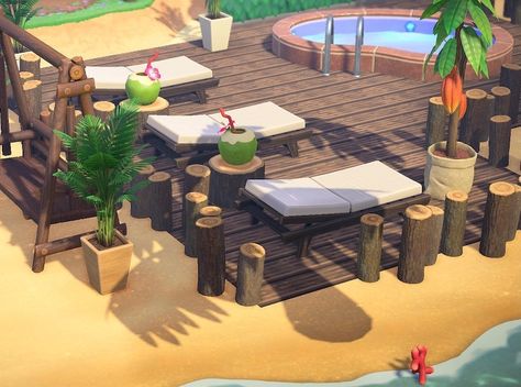 Swimming Pool Animal Crossing, Acnh Pool Area Ideas Codes, Acnh Pool Ideas, Animal Crossing Pool Ideas, Pool Area Acnh, Acnh Swimming Pool Area, Acnh Swimming Pool, Animal Crossing Pool Area, Acnh Pool Area Ideas