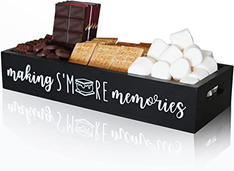 Smores Caddy, S'mores Box, Farmhouse Serving Trays, Rustic Accessories, Gourmet Snacks, Accessories Organizer, Bar Storage, S'mores Bar, Mirror Tray