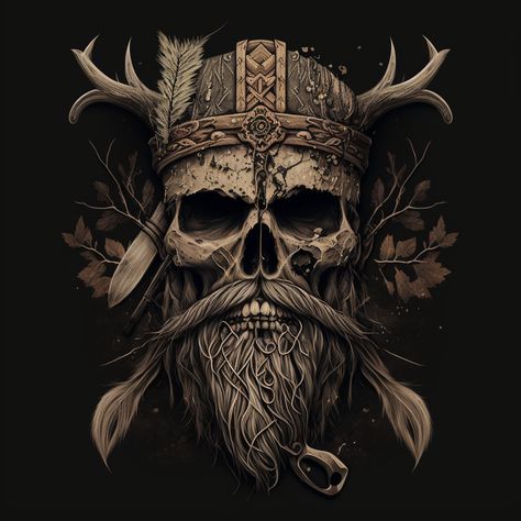 Viking Skull Tattoo, Viking Skull Art, Stammestattoo Designs, Arte Viking, Skull Reference, Viking Skull, Indian Skull, Gallery Wallpaper, Art Gallery Wallpaper