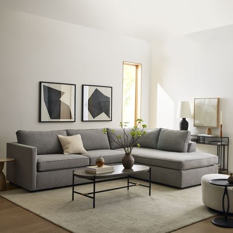 Harris 2-Piece Bumper Chaise Sectional (100"–114") | West Elm Haven West Elm Sofa, West Elm Harris Sectional, 1950s Furniture, Sleeper Sectional Sofa, Large Sectional, Queen Size Sheets, Primary Suite, Oversized Furniture, Storage Chaise