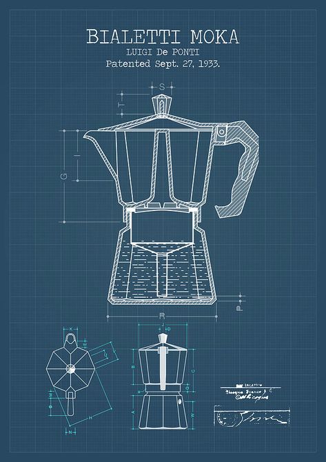 Coffee Digital Art - Coffee Poster Blueprint by Denny H Bialetti Moka, Poster Coffee, Blueprint Art, Picture Canvas, Graphic Arts Illustration, Kitchen Decor Wall Art, Moka Pot, Blue Prints, Painting Kitchen