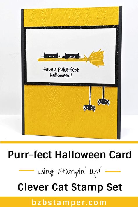 Stampin Up Love Cats, Cats Halloween, Halloween Cards Handmade, Cat Stamp, Halloween Scene, Wink Of Stella, Up Halloween, Quick Cards, Cat Cards