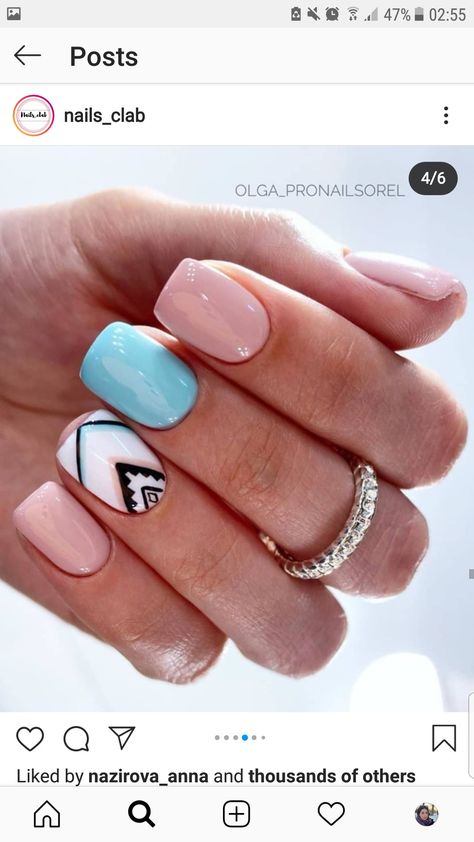 Western Nail Ideas Aztec, Wedding Nails With Turquoise, Texas Vacation Nails, Nail Ideas For Country Concert, Nails For Nashville Vacation, Western Nail Ideas Turquoise, Cow Skull Nail Art, Western Chic Nails, Mountain Themed Nails