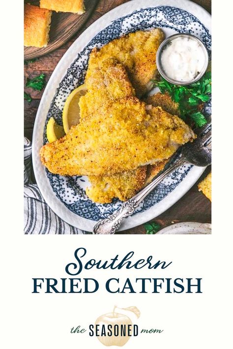 Simple is best, and this Southern fried catfish is no exception. The easy dinner only requires a handful of pantry staples, and it's ready in about 20 minutes. Pair the crispy pan fried fish with classic sides like cornbread, collard greens, coleslaw, or biscuits for an old-fashioned supper that everyone at the table will love! Pan Fried Catfish, Fried Catfish Recipes, Southern Fried Catfish, Pan Fried Fish, Catfish Recipes, Fried Catfish, Magic Recipe, Collard Greens, Pantry Staples