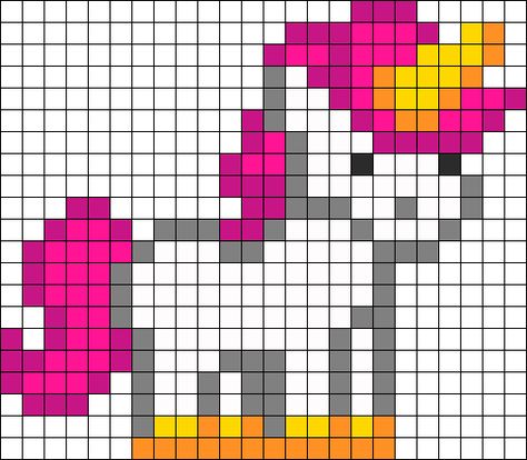 Starbound Unicorn Toy Perler Bead Pattern / Bead Sprite Pony Bead Unicorn, Unicorn Knitting Chart, Unicorn Perler Beads, Bead Unicorn, Knit Chart, Unicorn Knitting Pattern, Unicorn Template, Pixel Art Minecraft, Mystical Unicorn