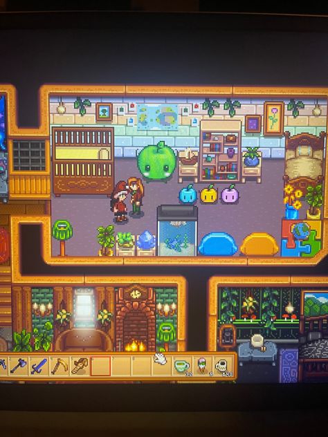 Stardew Valley Nursery Layout, Nursery Stardew Valley, Stardew Valley House Interior Ideas Cute, Sdv Nursery, Stardew Nursery Design, Stardew Valley Nursery Ideas, Stardew Valley Kids Room Design, Stardew Nursery, Stardew Kids Room