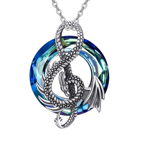 Crystal Dragon, Wear Store, Dragon Necklace, Dragon Pendant, Blue Crystals, 925 Sterling Silver Jewelry, Pretty Jewellery, Crystal Pendant, Vintage Gifts