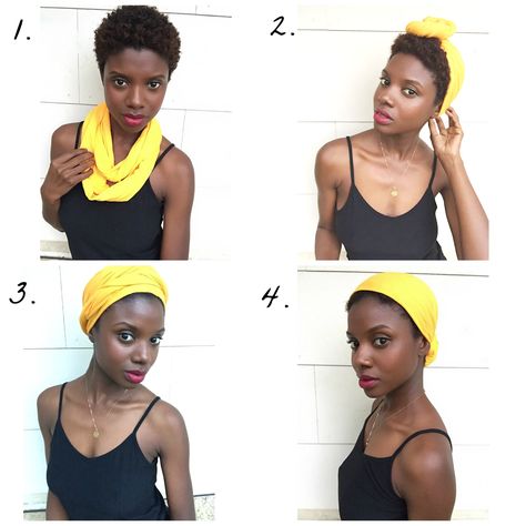 Who else adores head wraps but are a little intimidated by how to actually do the wrap? (Me!!!) I mean, they are so cute, very stylish, and can fix a bad hair day like non other. I decided to fix that problem by making this no fuss DIY head wrap from a T-shirt that I got from my husband. (Go Rockets!) Shirt Head Wrap, Black Women Head Wraps, Scarf Head Wrap Tutorial, Diy Head Scarf, Head Scarf Wrap, Headwrap Tutorial, Wrap Tutorial, Hair Highlights And Lowlights, Tutorial Hair