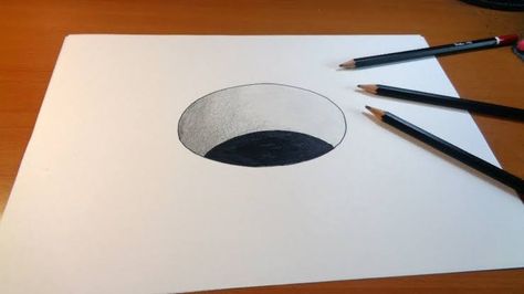 Perspectives Drawing, Drawings On Lined Paper, 3d Drawing Tutorial, 3d Drawing Techniques, Hole Drawing, Abs Art, Bridge Drawing, Pencils Drawings, 3d Monster