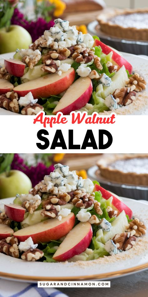 Elevate your salad game with this delightful Apple Walnut Salad! With sweet apples, crunchy walnuts, and a zesty dressing, it’s a flavor-packed dish that’s perfect for any occasion. 🥗✨ Don’t forget to save this pin so you can recreate this tasty recipe later! Easy Cold Pasta Salad, Caramel Apple Salad, Crisp Salad, Salad With Apples, Apple Walnut Salad, Cold Pasta Salad Recipes, Apple Salad Recipes, Sweet Apples, Best Macaroni Salad