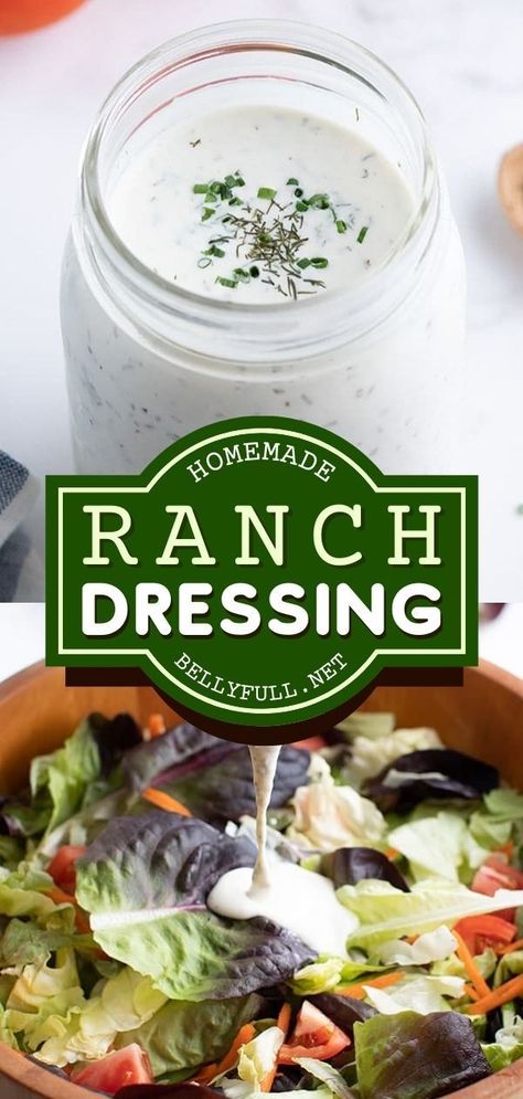 Whip up this ranch dressing recipe! It's easy and only takes 5 minutes. Creamy, tangy, and perfectly flavored, this salad dressing is better than anything store-bought. Check out more ways to enjoy this homemade condiment! Healthy And Unhealthy Food, Ranch Dressing Recipe, Ruby Tuesday, Homemade Ranch Dressing, Homemade Condiments, Family Friendly Dinners, Homemade Ranch, Easy Delicious Recipes, Salad Dressing Recipes