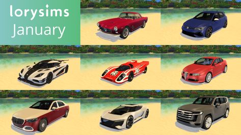 LorySims January '22 Pack Lorysims Car, Sims 4 Patreon, Mercedes Benz Maybach, Volkswagen Golf R, Porsche 917, Sims 4 Build, Koenigsegg, Sims 4 Cc, The Sims 4