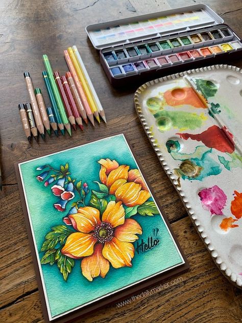 Watercolor Therapy, Best Smelling Flowers, Marker Watercolor, Cardmaking Tutorials, Smelling Flowers, Watercolor Pans, Artist Markers, Cards Watercolor, Altenew Cards