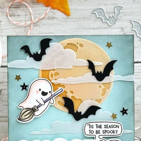 Hello Bluebird on Instagram: "We have this inspiring card by @oneallgirlstudio today keeping Halloween super cute with products that were included in our Halloween Specialty Kit (sold out).

#hellobluebirdstamps #hellobluebird #clearstamps #stampsanddies #hellobluebirdstampskit #carddesign #craft #illustration #scrapbooking #scrapbook #craftideas #cardmakersofinstagram #cardmakingideas #papercraftersofinstagram #handmade" Halloween Birthday Cards Handmade, Halloween Birthday Cards, Craft Illustration, Hello Bluebird, Halloween Card, Handmade Birthday Cards, Halloween Birthday, Halloween Cards, Bluebird