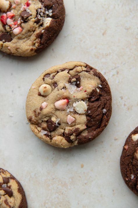 peppermint swirl cookies - the palatable life Peppermint Swirl Cookies, Peppermint Desserts, The Palatable Life, Palatable Life, Xmas Cookies Recipes, Peppermint Chocolate Chip Cookies, Swirl Cookies, White Chocolate Peppermint, Christmas Meals