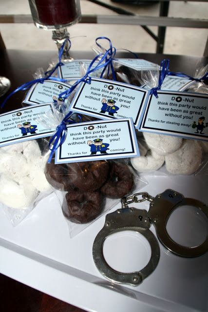 Cops & Robbers Party Favor Police Themed Wedding, Police Banquet, Cops And Robbers Party, Policeman Birthday Party, Police Baby Shower, Policeman Party, Police Officer Party, Police Themed Birthday Party, Police Academy Graduation Party