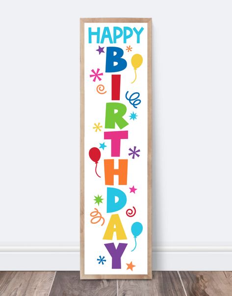 Happy Birthday Vertical SVG Cut file - Kara Creates Printable Signs Free, Happy Birthday Font, Diy Birthday Banner, Birthday Wreath, Birthday Party Snacks, Birthday Freebies, Free Printable Games, Stencil Vinyl, Happy Birthday Signs