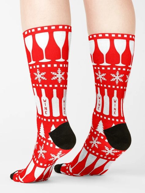 "Wine Lover Ugly Christmas Sweater Pattern" Socks for Sale by HotHibiscus | Redbubble Ugly Christmas Sweater Pattern, Christmas Sweater Pattern, Statement Socks, Funky Socks, Pattern Socks, Buy Wine, Wine Lover, Patterned Socks, Sweater Pattern