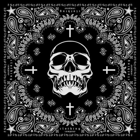 Bandana skull | Premium Vector #Freepik #vector #cartoon #retro #skull #face Skull Tshirt Design, Skull Graphic Design, Skull Bandana, Skulls Drawing, Gang Gang, Tshirt Design Inspiration, Bandana Design, Skull Artwork, Hip Hop Art