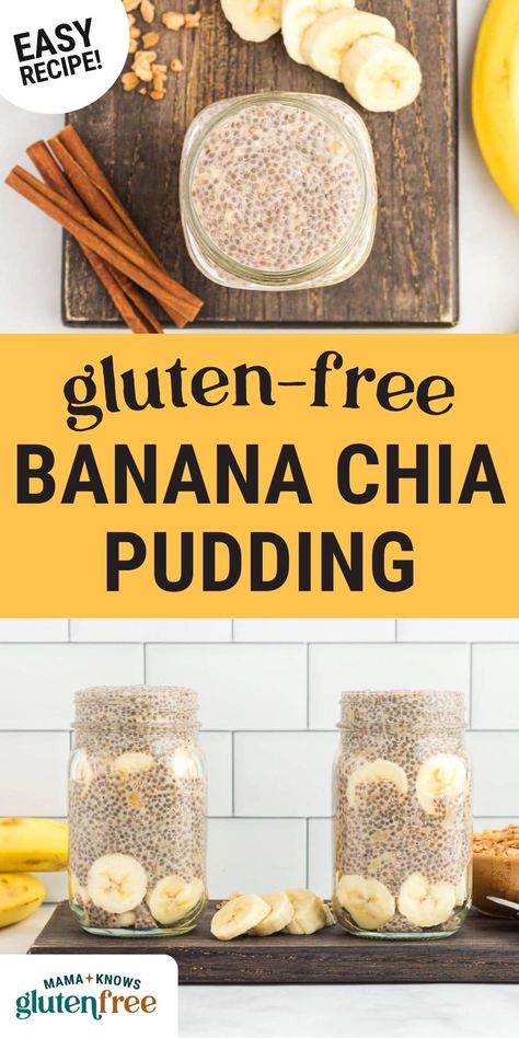 Banana Chia Pudding Easy Gluten Free Breakfast, Mama Knows Gluten Free, Gluten Free Snacks Recipes, Banana Chia Pudding, Gluten Free Bars, Gluten Free Crackers, Gluten Free Waffles, Gluten Free Breakfast, Gluten Free Appetizers