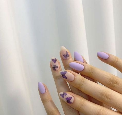 Lilac Nails, Anime Nails, Purple Nail, Cute Gel Nails, Soft Nails, Short Acrylic Nails Designs, Oval Nails, Girls Nails, Fire Nails