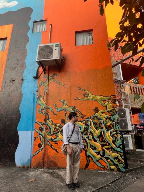 Taken in the Art District in Bacolod - Mandalagan, Philippines Button up top, tank top - Uniqlo Khaki slacks - H&M Sandals - SM Mall (Forgot the retailer) Sm Mall, Khaki Slacks, Bacolod, Uniqlo Tops, Art District, Top Tank, Button Up Top, Uniqlo, Philippines