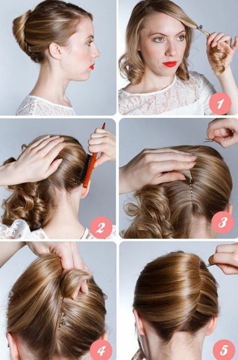 un tuto chignon banane à réaliser soi-même, coiffure élégante et classique Banana Hairstyle, French Twist Short Hair, French Hairstyle, French Twist Hairstyle, Hairstyle For Short Hair, Hairstyle For Short, Twist Hairstyle, French Roll, Banana For Hair