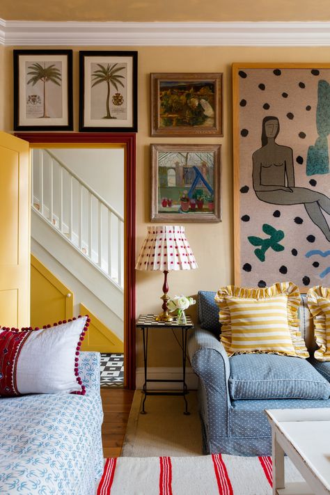 English Maximalism, Artsy Homes, Quirky Cottage, Alice Palmer, Stylish Living Room Ideas, Breakfast Room Green, Small Gallery Wall, Palmer House, Art Walls