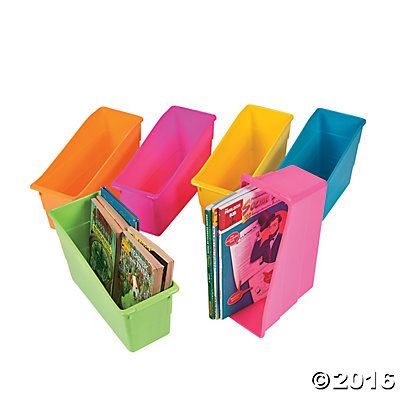 Neon Classroom Book Organizers Neon Classroom, Classroom Supplies Organization, Classroom Storage Solutions, Teacher Classroom Supplies, Book Organizer, Book Bins, Storage Tubs, Classroom Storage, Storage Closet